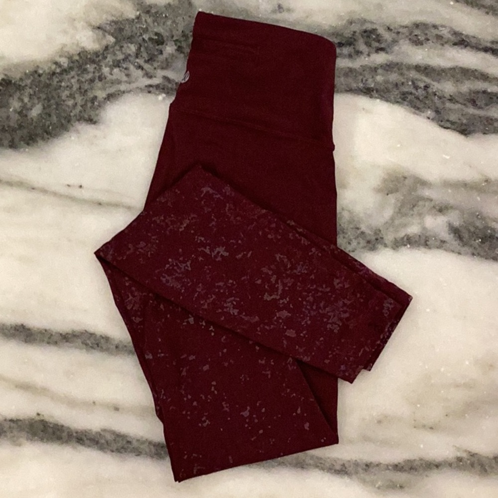 Red Merlot speckled leggings, size 2, 25 inch